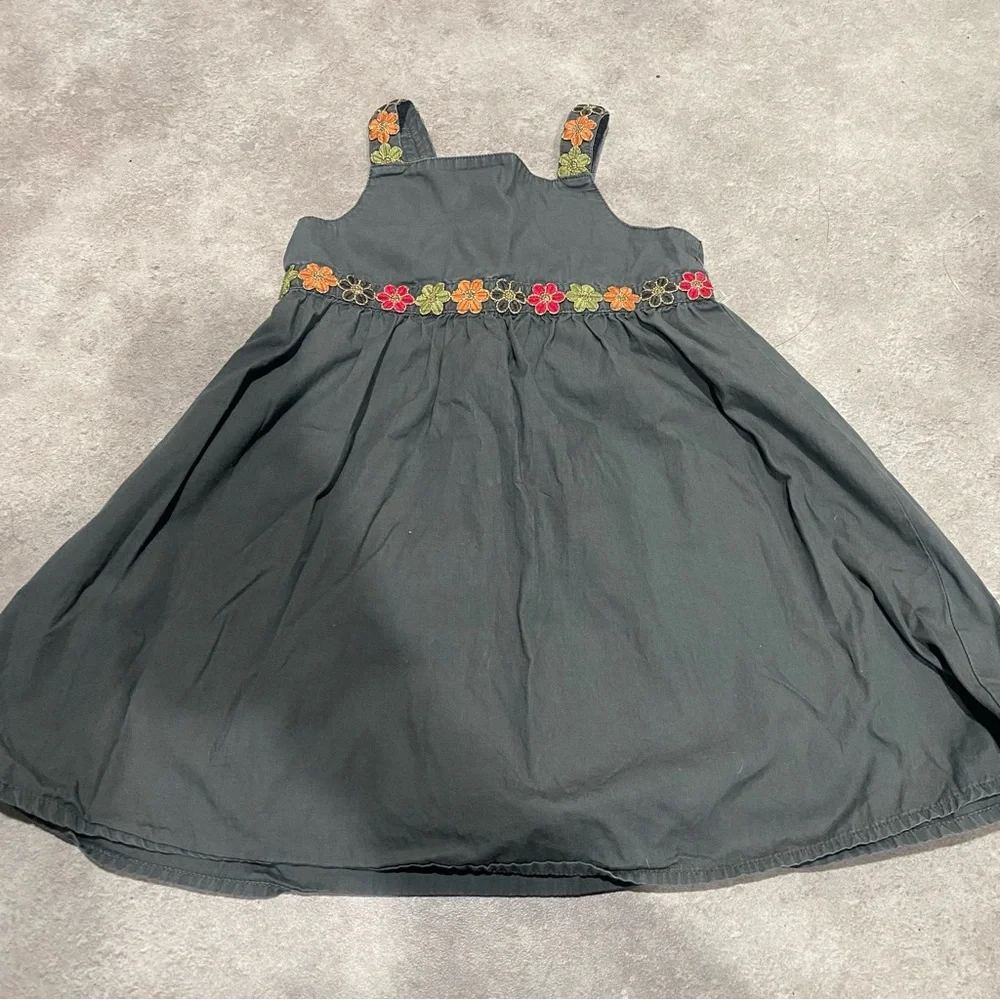 Girls Gymboree 2010 Batik Summer‎ Olive Green Dress Floral Tank Top Style Sz 3t